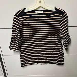 Jones New York Black and Tan striped top 100% Cotton